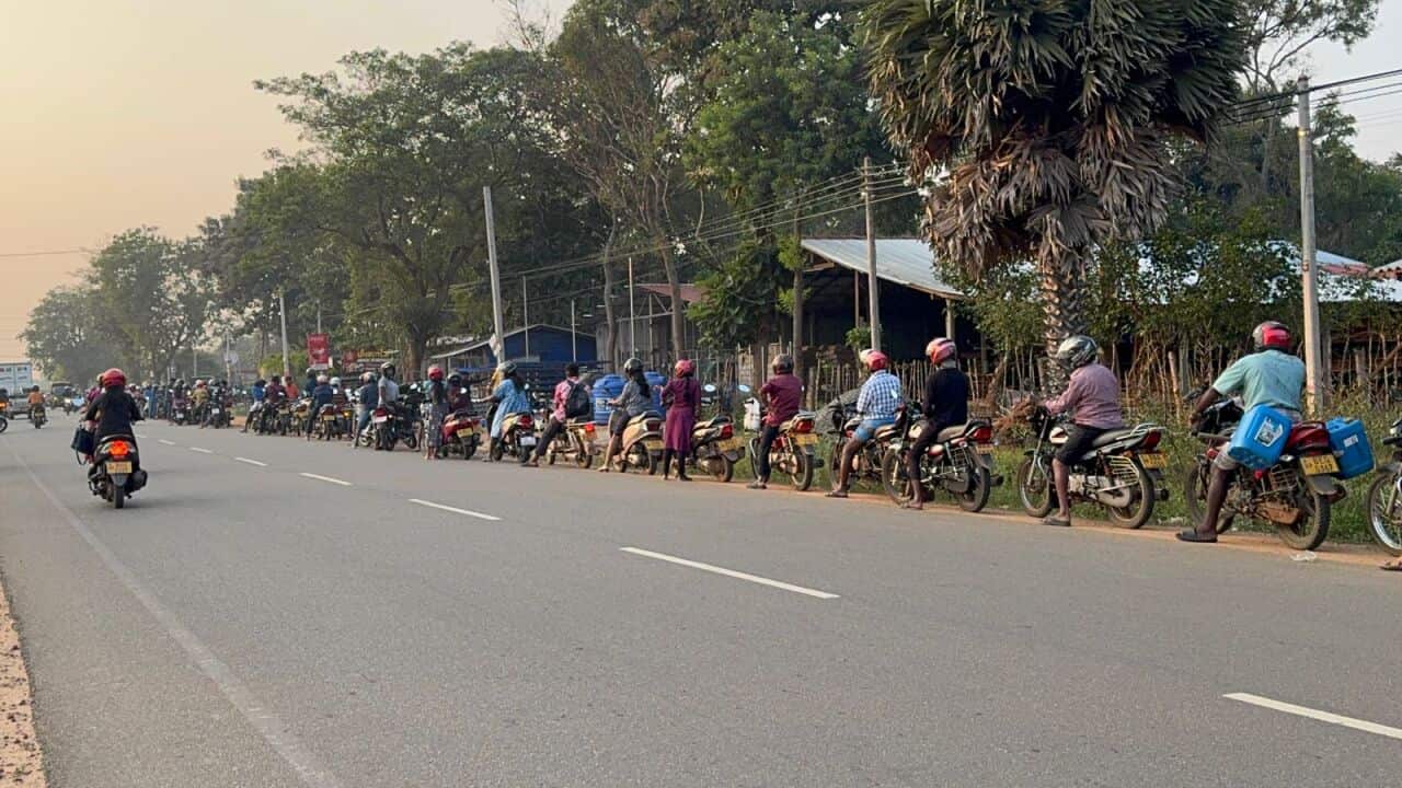 People waiting for fuel in Sri lanka 