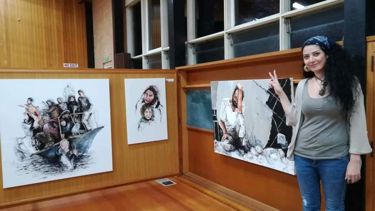 Mariam Salameh in her exhibition