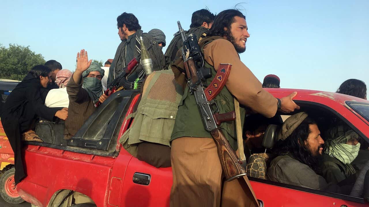 A file photo of Taliban fighters in Afghanistan