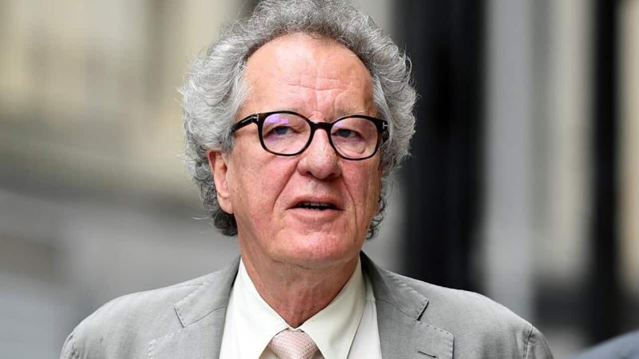 Geoffrey Rush arrives at the Federal Court in Sydney