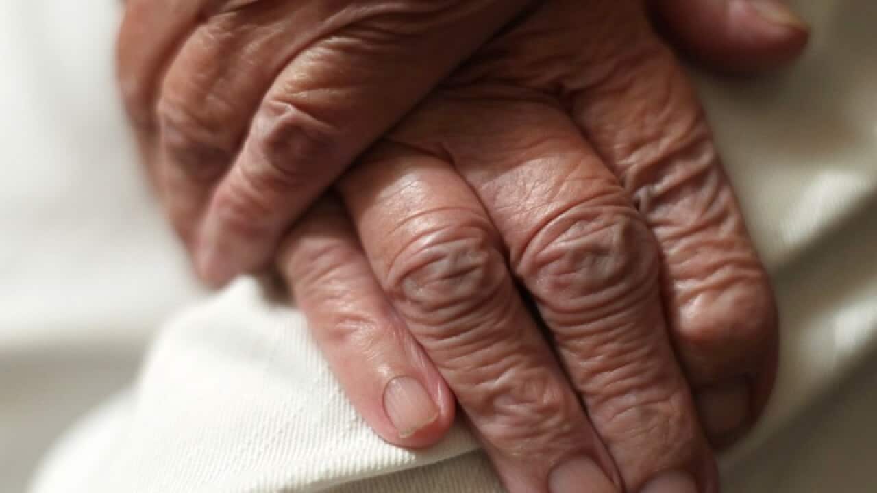 An elderly woman's hands