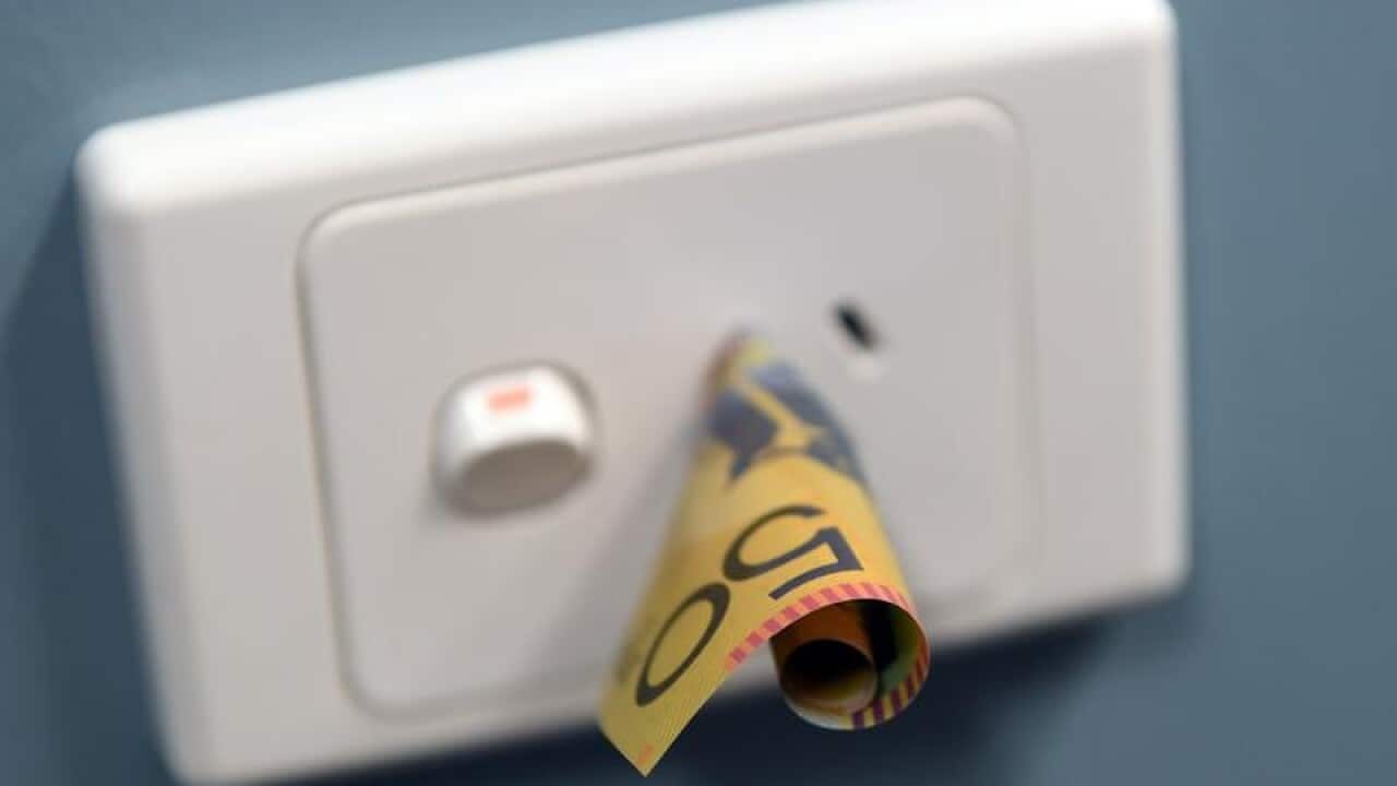 A $50 note inserted into a power point in Melbourne.