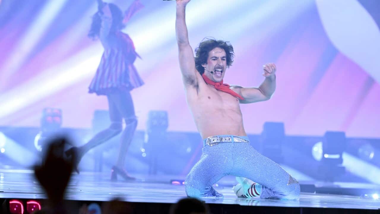 Go-Jo representing Australia with song Milkshake Man performing during dress rehearsal (AAP)