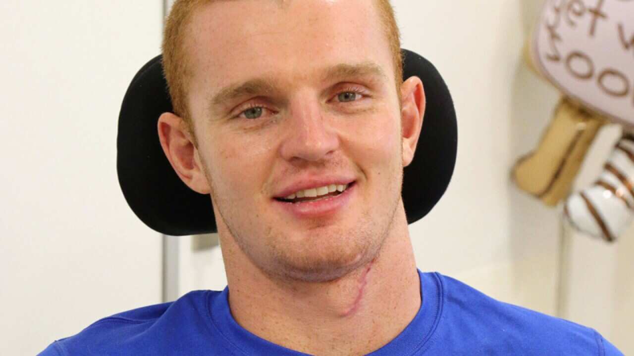 NRL Newcastle Knights player Alex McKinnon during rehabilitation.