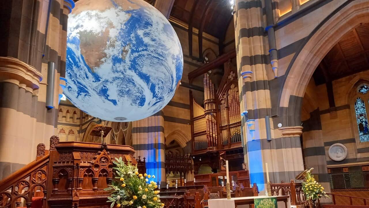 An art installation at Melbourne's St Paul's Cathedral is an example of the church's efforts to connect with more people. (SBS, Phillippa Carisbrooke).jpg