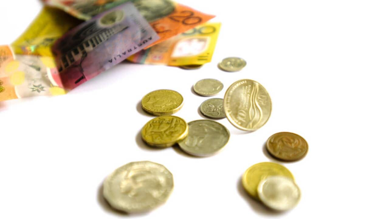 Australian notes and coins are seen in Adelaide, Monday, April 16, 2018. (AAP Image/Morgan Sette) NO ARCHIVING
