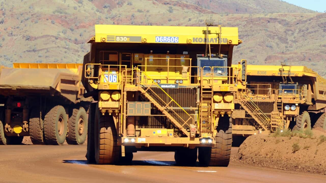 Haulage trucks at the Rio Tinto West Angelas mine