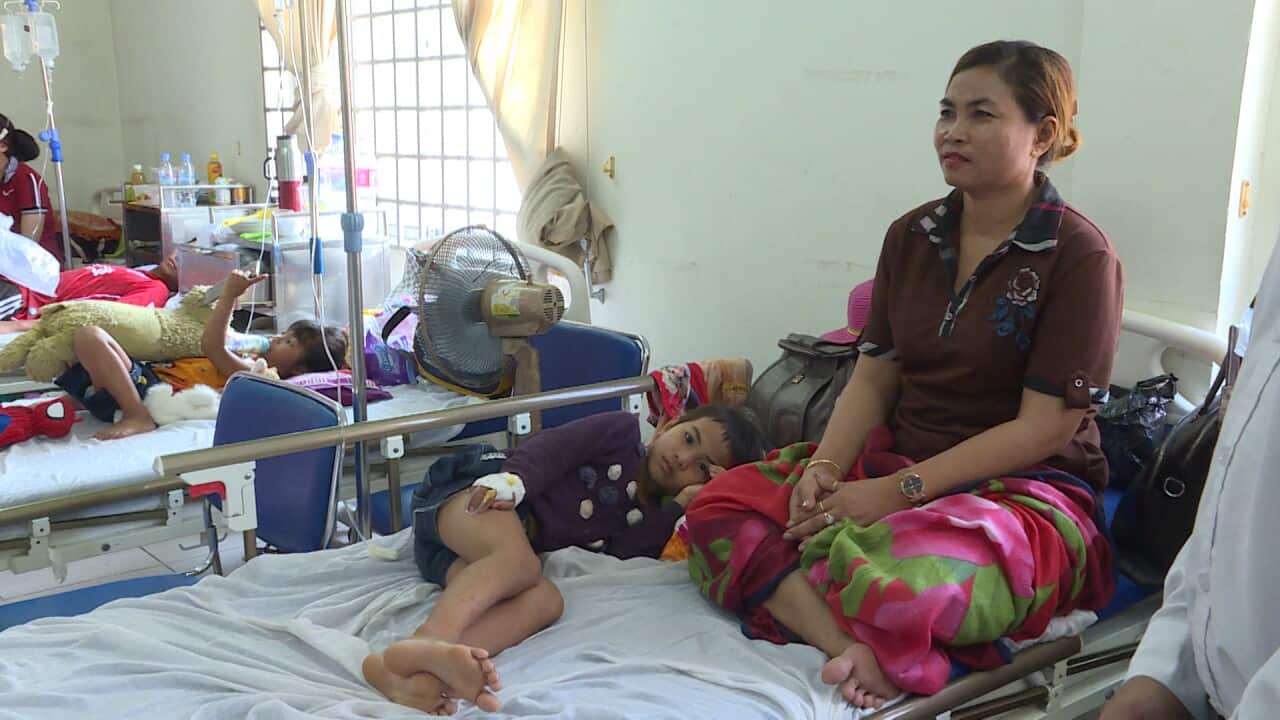 A girl in hospital with allergy
