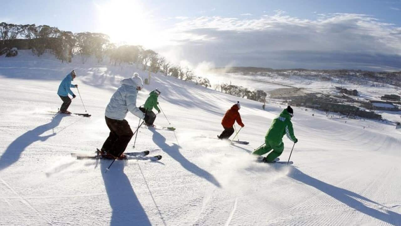 image of Skiers at Perisher Valley.