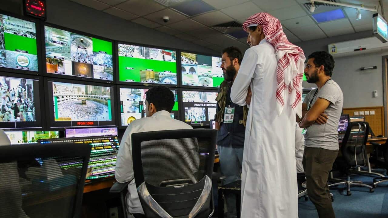 The police surveillance centre maintaining security at the Hajj (SBS-Essam al Ghalib).jpg