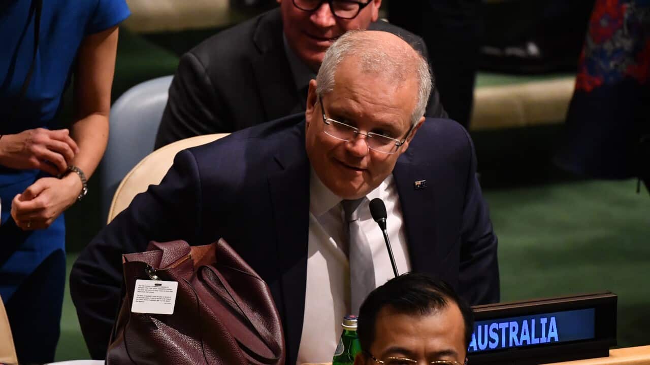 Prime Minister Scott Morrison at the United Nations General Assembly at its headquarters in New York.