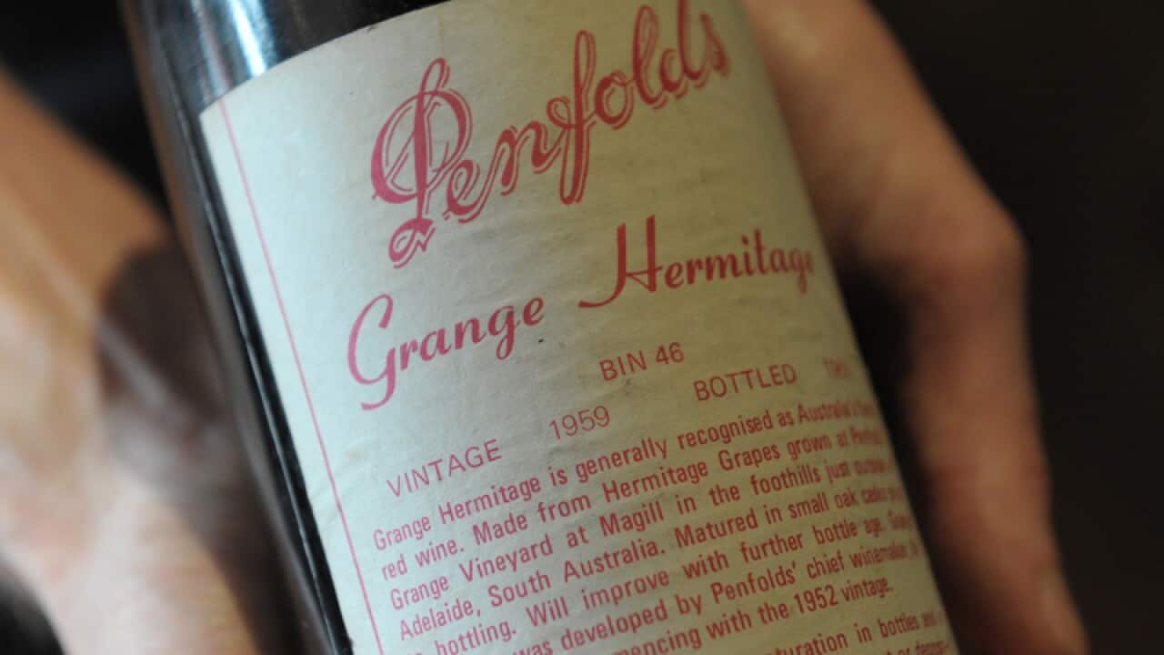 A bottle of Penfolds Grange Hermitage wine