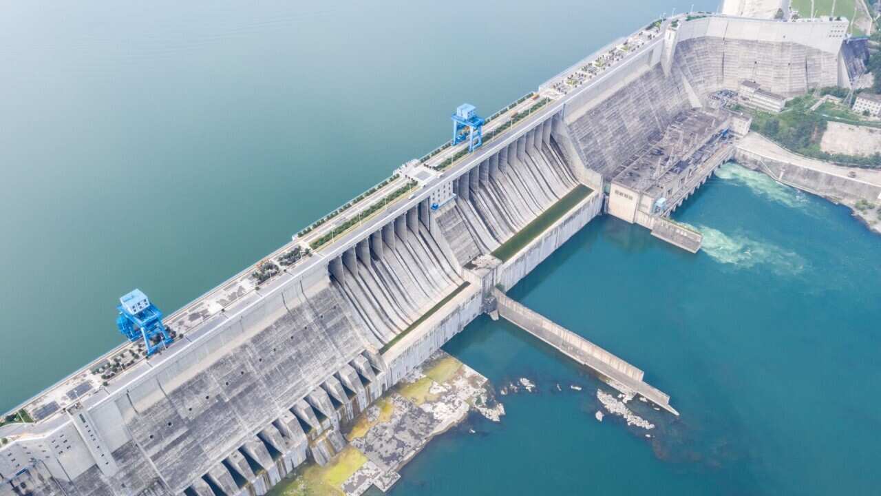 Hydroelectric dam closeup on danjiangkou reservoir, China (Getty Images - silkwayrain)