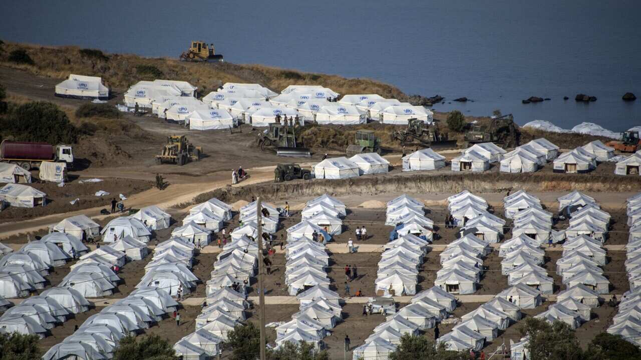 The new temporary refugee camp in Kara Tep, Lesbos