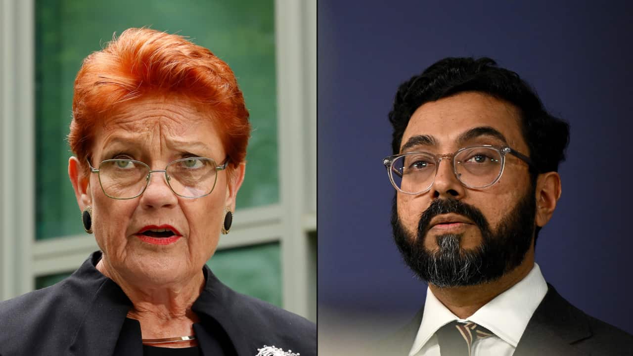 A composite of two images. A head shot of a woman on the left, and one of a man on the right.