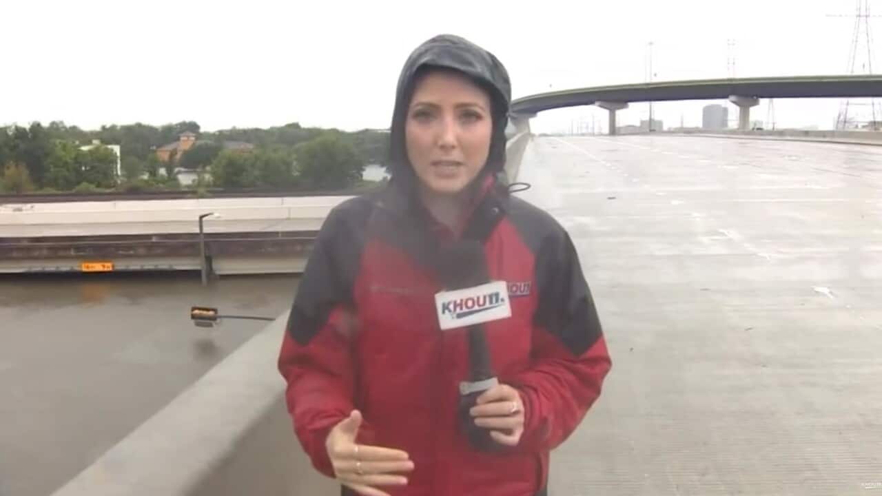 Onair rescue Reporter saves truck driver in Houston floods SBS News
