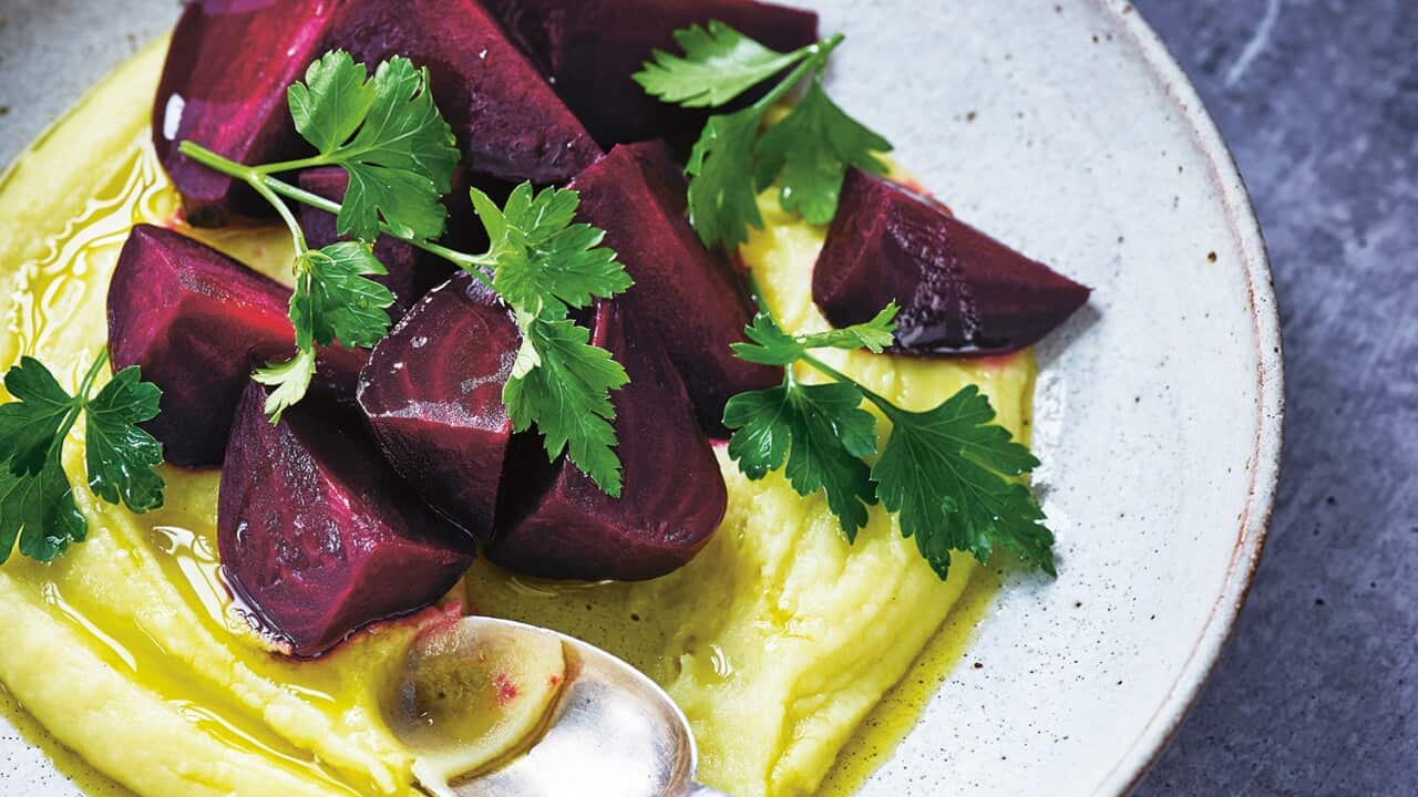 Roasted beetroot with silky skrodalia