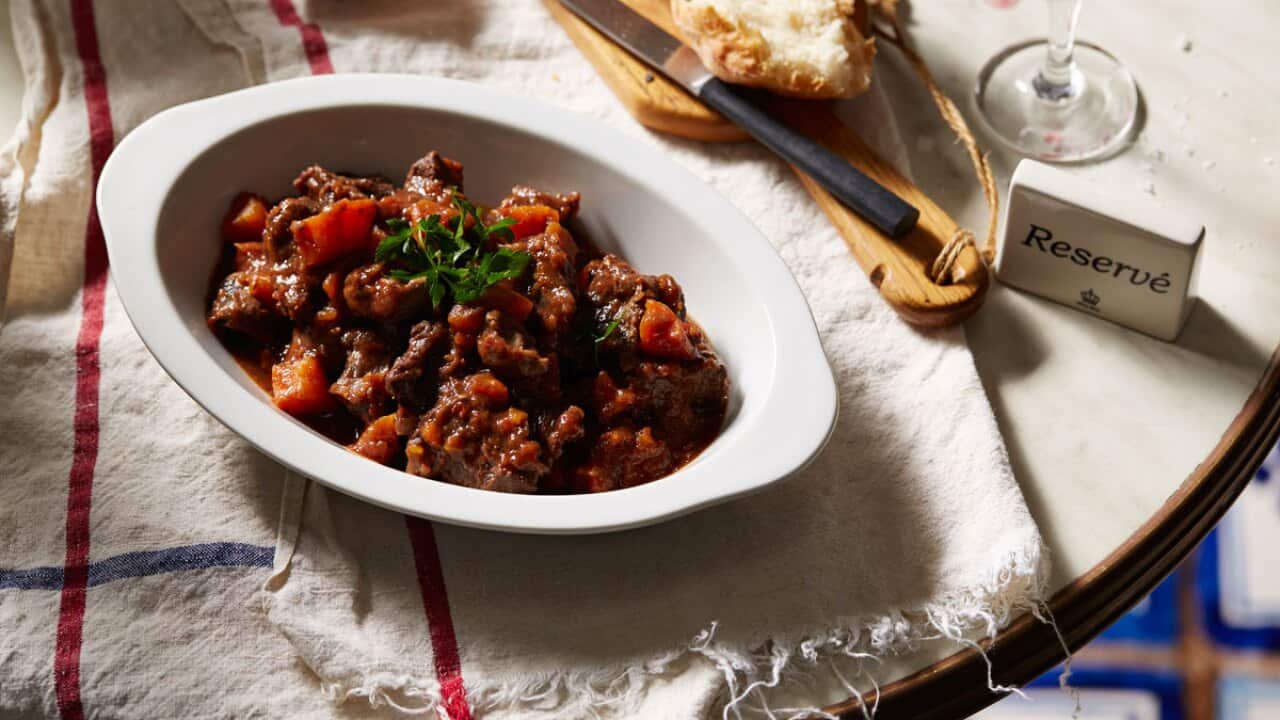 Steak and kidney casserole with carrots SBS Food