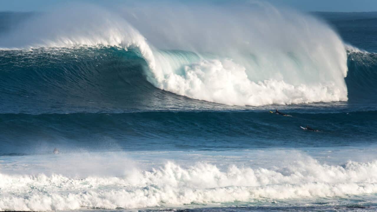 Large waves are seen in the Margaret River
