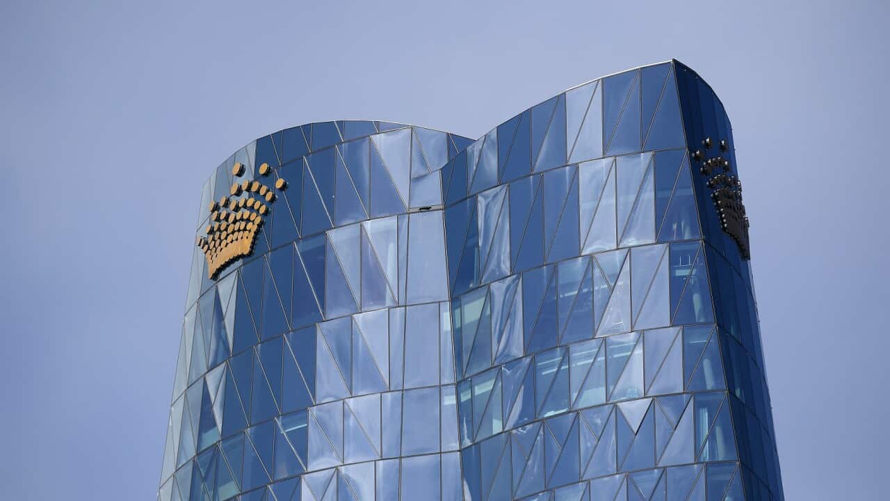 The imposing Crown Casino building in Sydney's Barangaroo