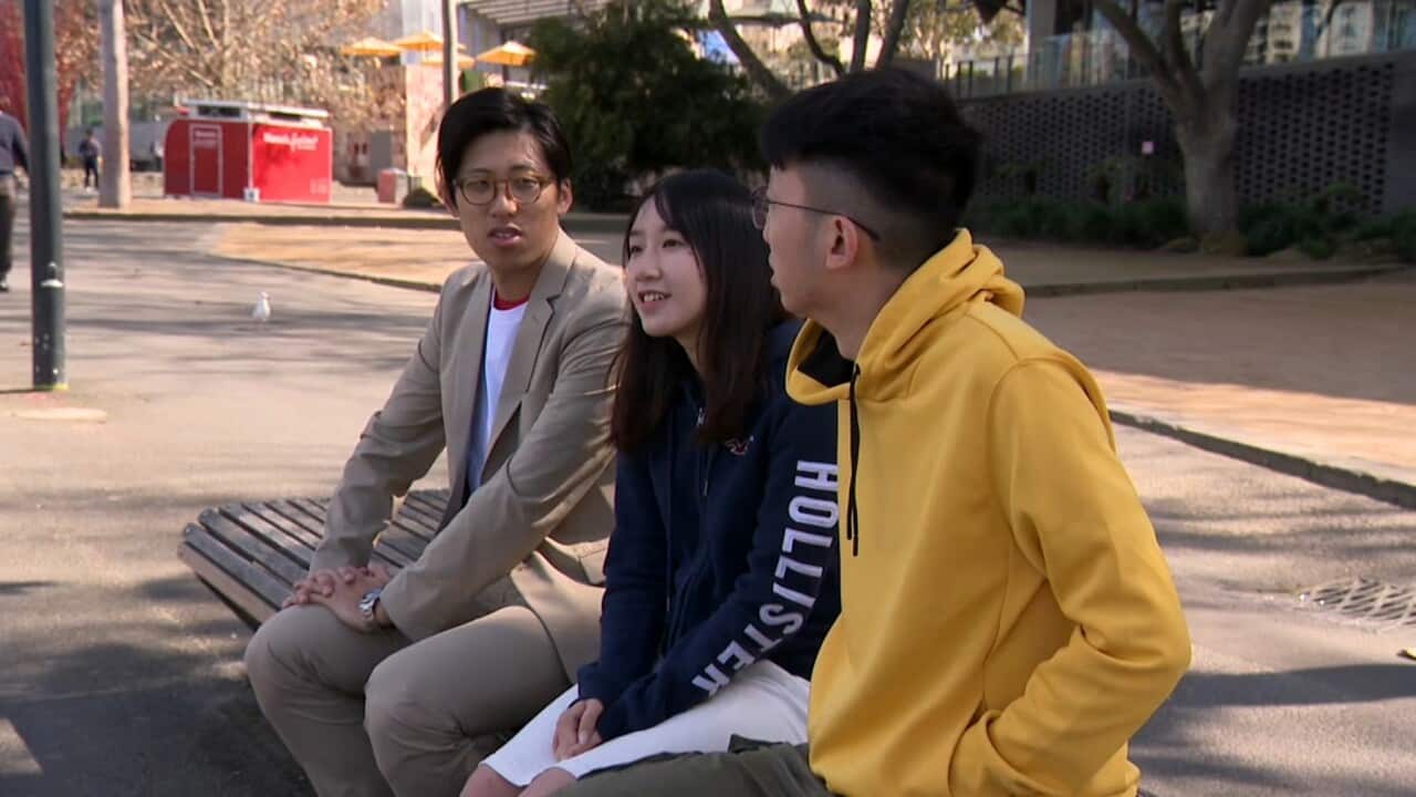 The three pro-democracy protestors visiting Australia