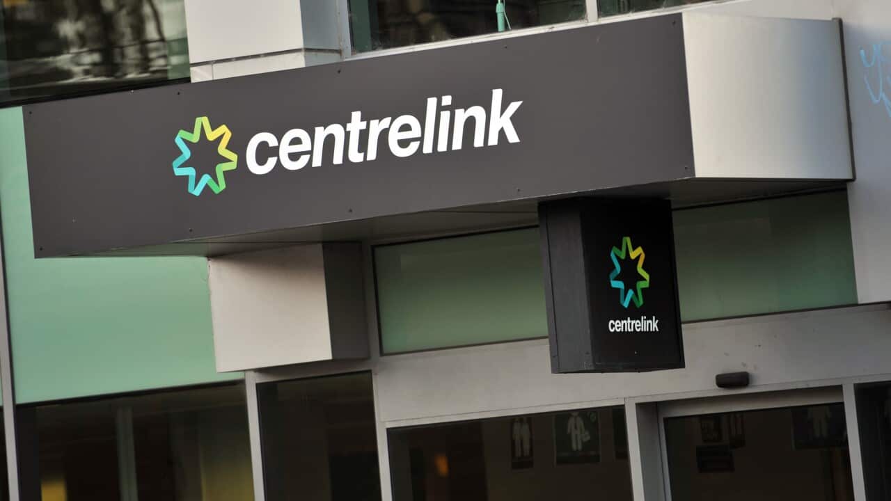 A building with a sign that reads: "Centrelink".