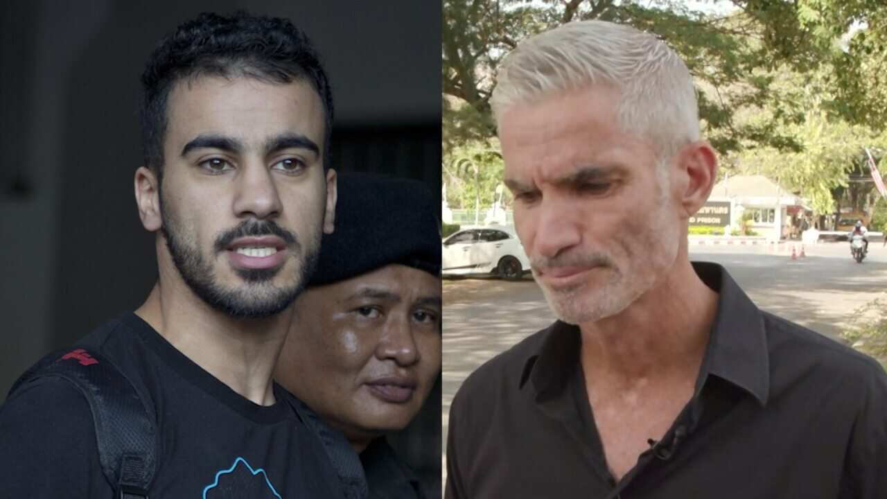 Hakeem Al-Araibi on the left, Craig Foster on the right.