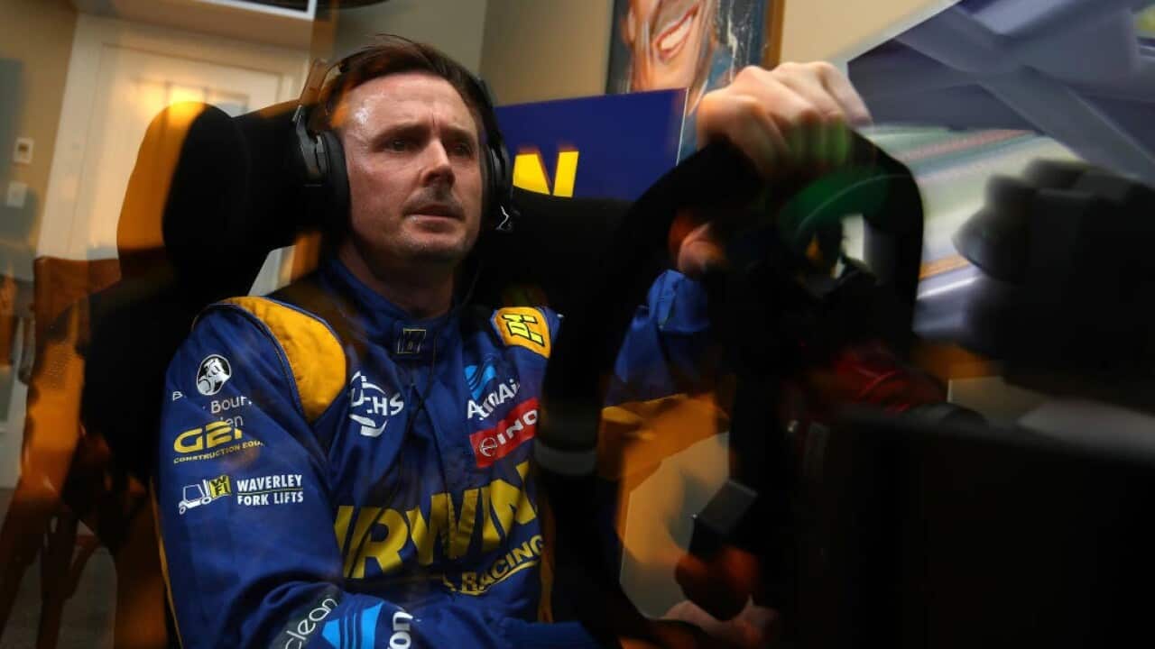 Australian Supercar driver Mark Winterbottom competes during round 1 of the Supercars All Stars Eseries