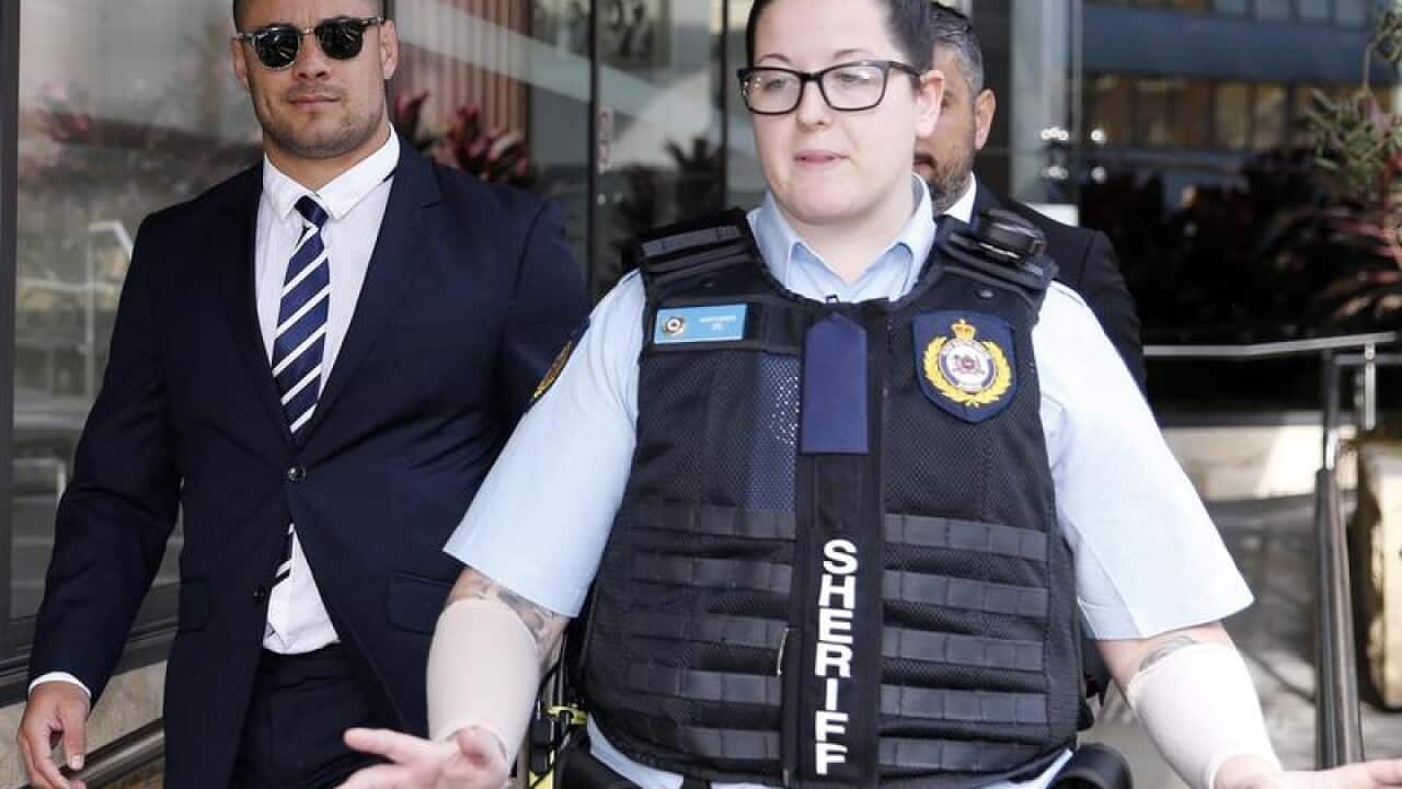 Former NRL player Jarryd Hayne leaves Newcastle Court