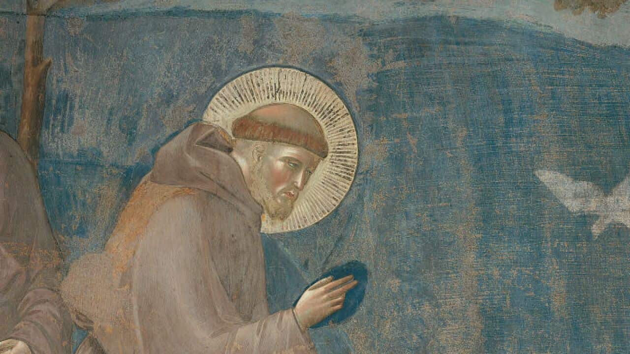 The Preaching to the Birds, by Giotto, 1297 - 1300, 13th Century, fresco, cm 270 x 230.