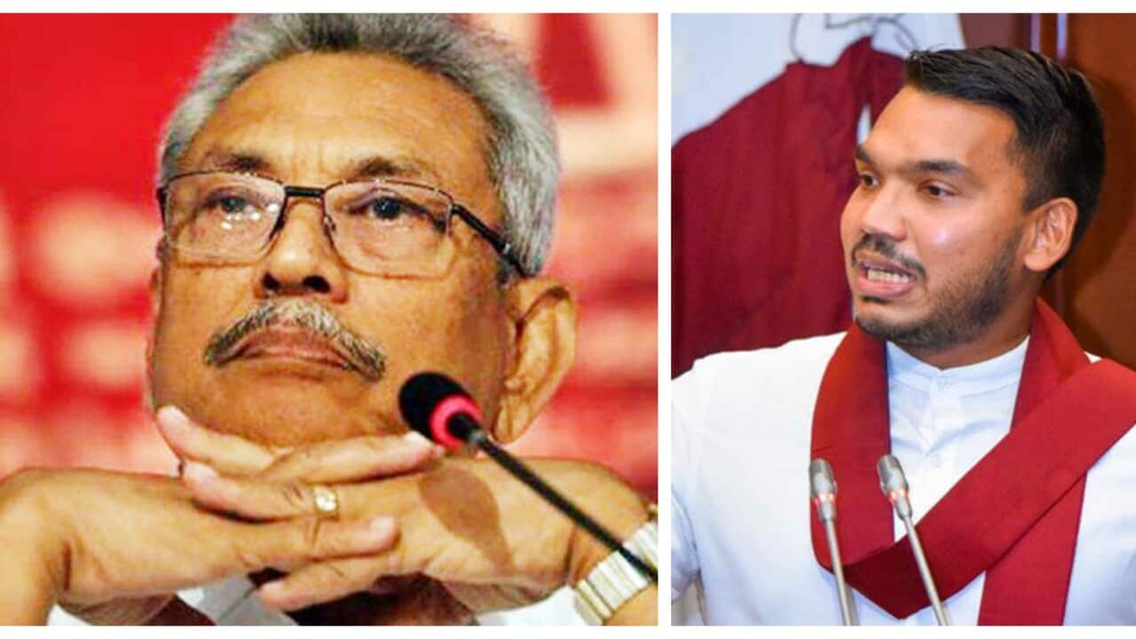 Gotabaya Rajapaksha and Namal Rarapaksha _ Sri Lankan politicians