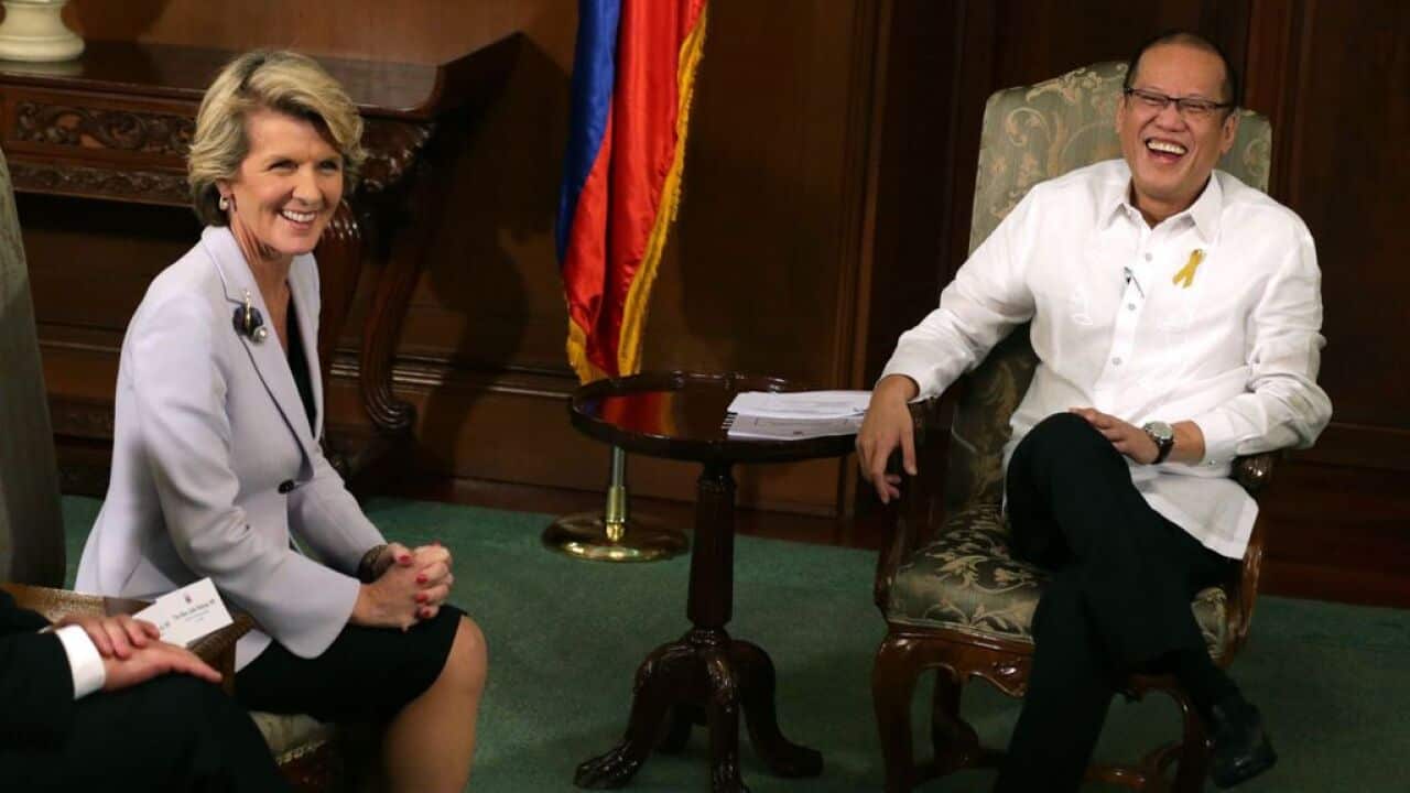 Australian Foreign Minister Julie Bishop and Philippine President Benigno Aquino