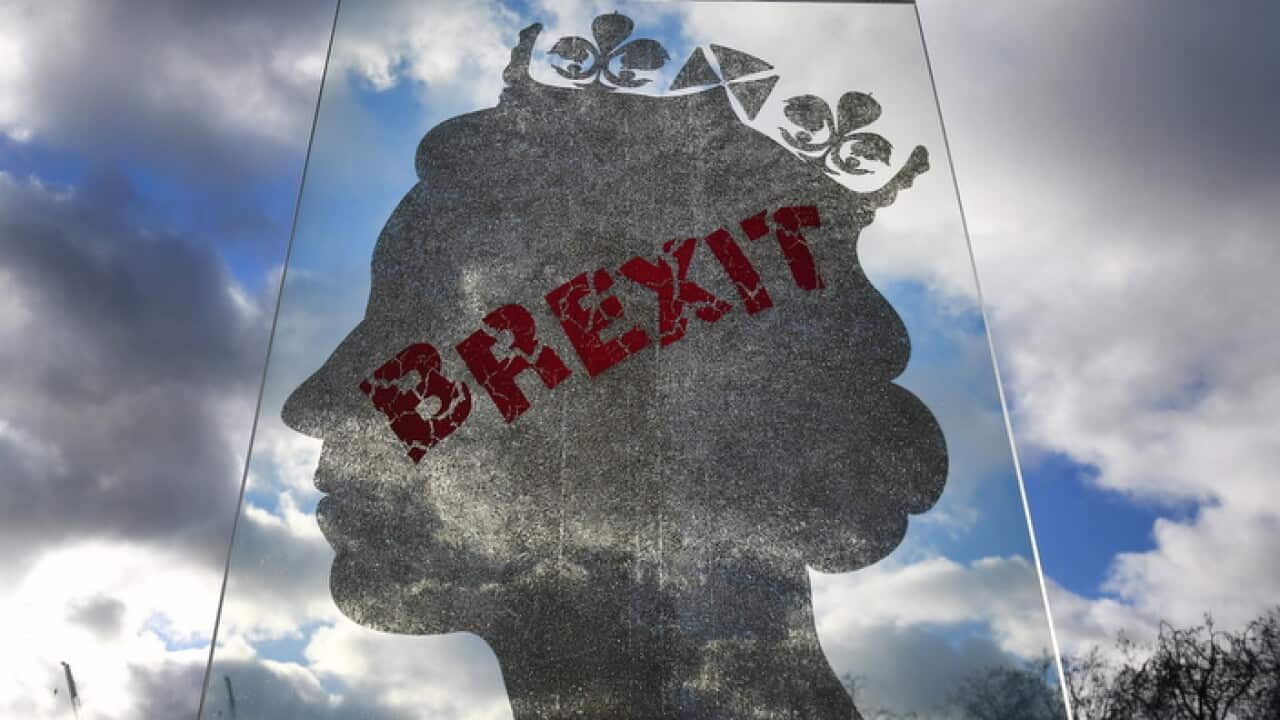 A Brexit art installation on Park Lane in London