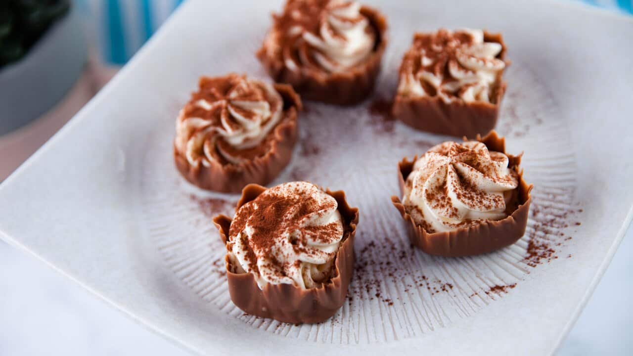 Chantilly cream chocolate squares