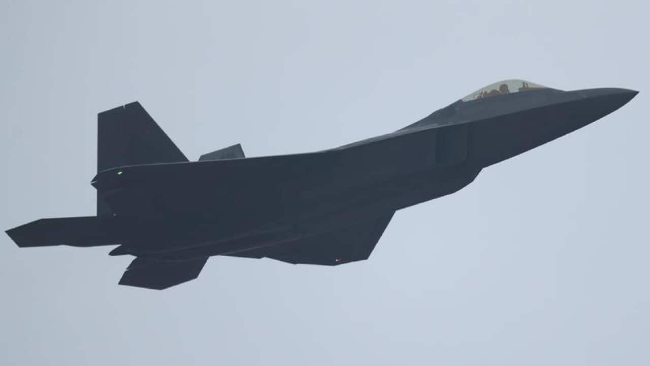 A US stealth fighter takes off from a South Korean air base