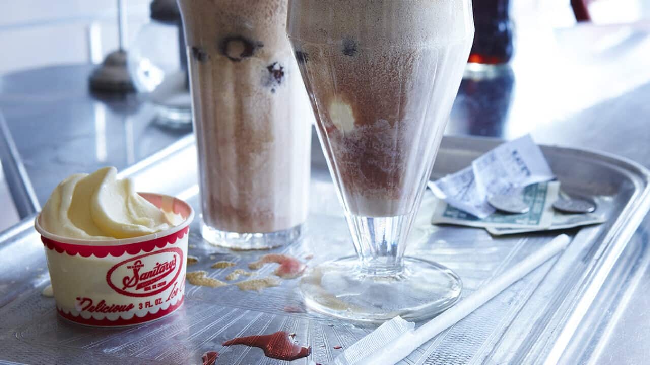 Cherry vodka cola float