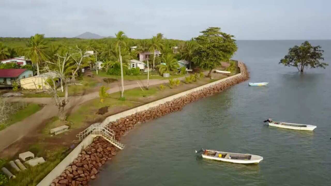 The wall trying to hold back the sea on Saibai