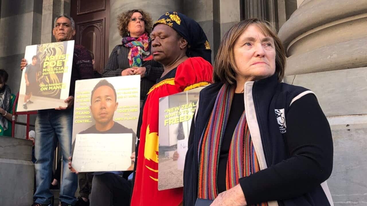 Protesters in Adelaide call for an end to Australia's offshore detention policy.