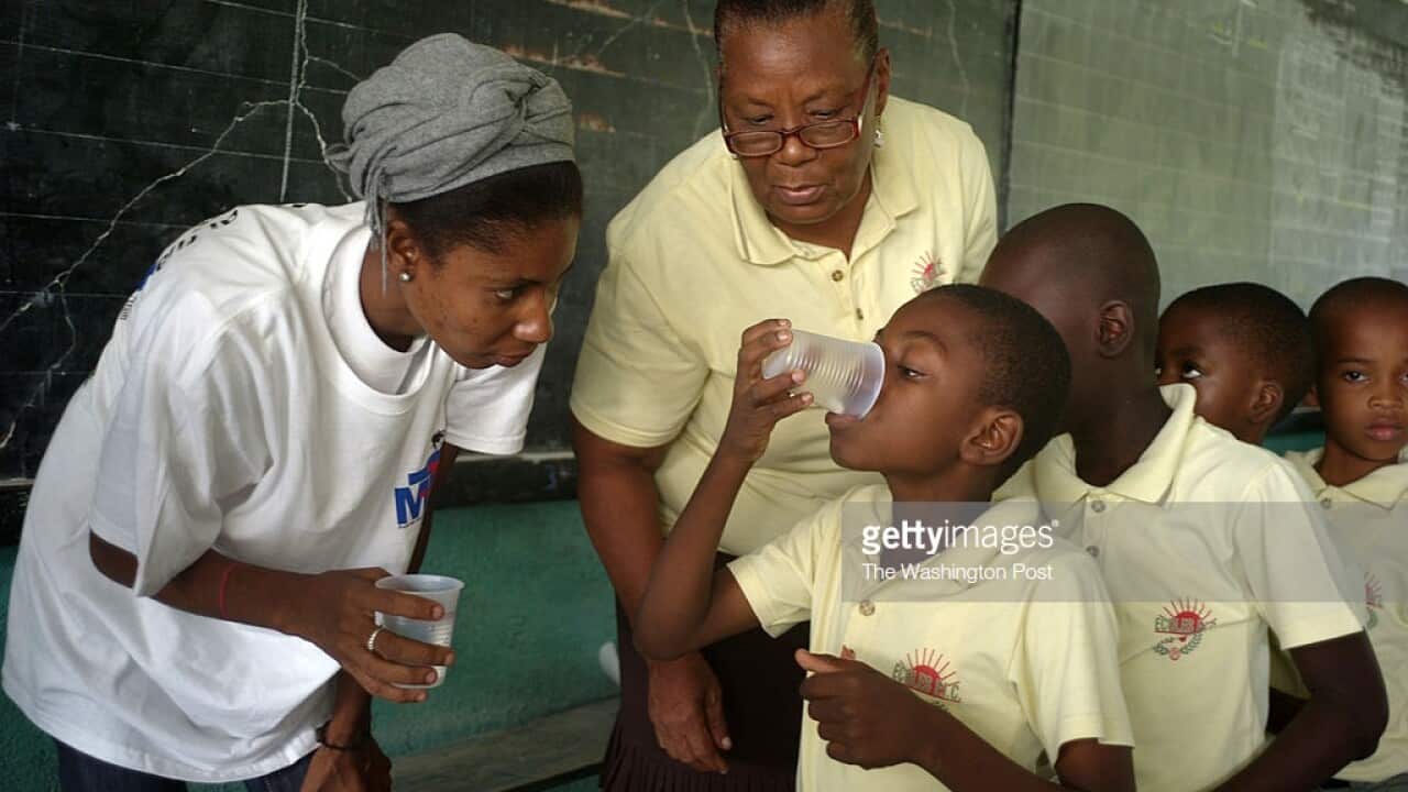 Polokalame fuala'au tete'e i le mumu tutupa i Haiti.