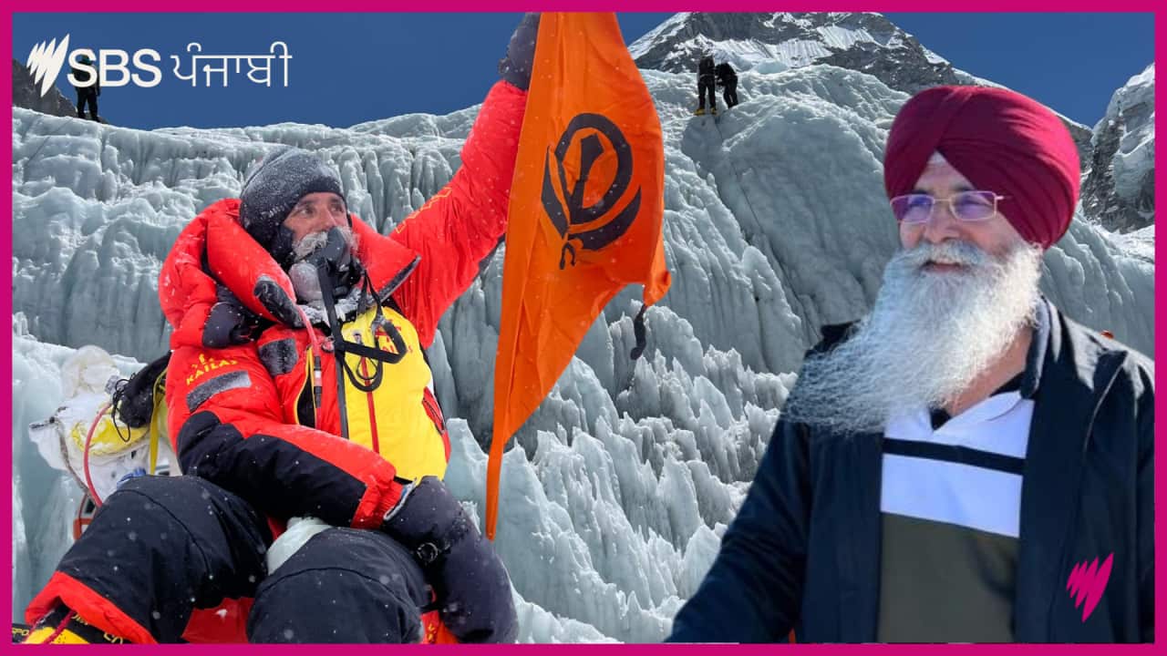 Malkit Singh raised the New Zealand flag and the Sikh flag at the top of Mount Everest.