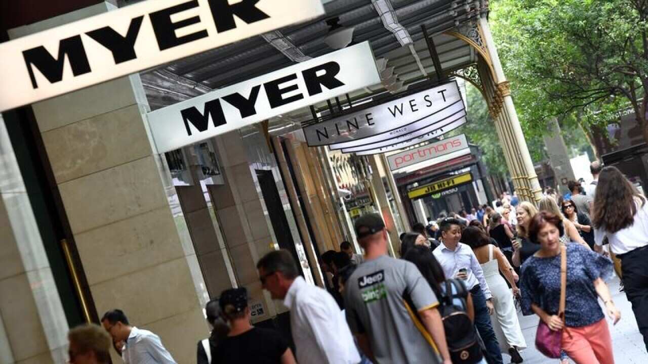 Shoppers are seen in Pitt Street Mall in Sydney.