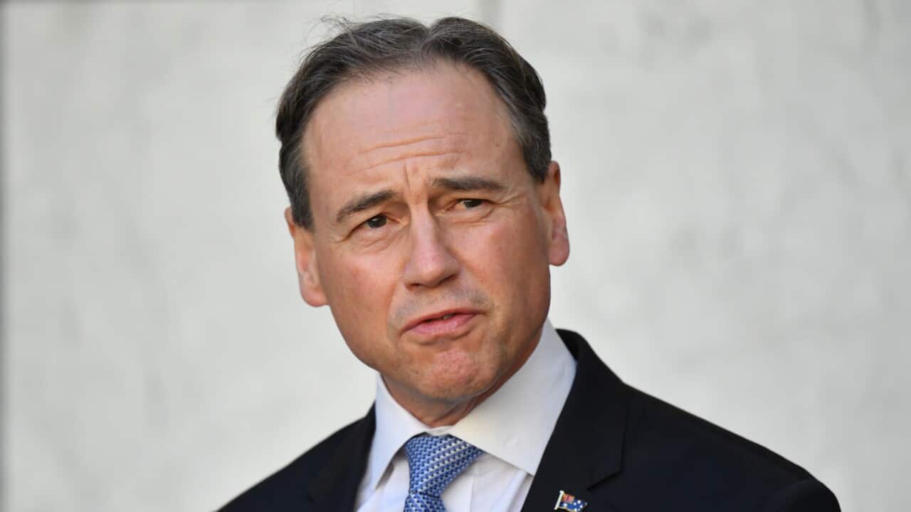 Minister for Health Greg Hunt at a press conference at Parliament House in Canberra.