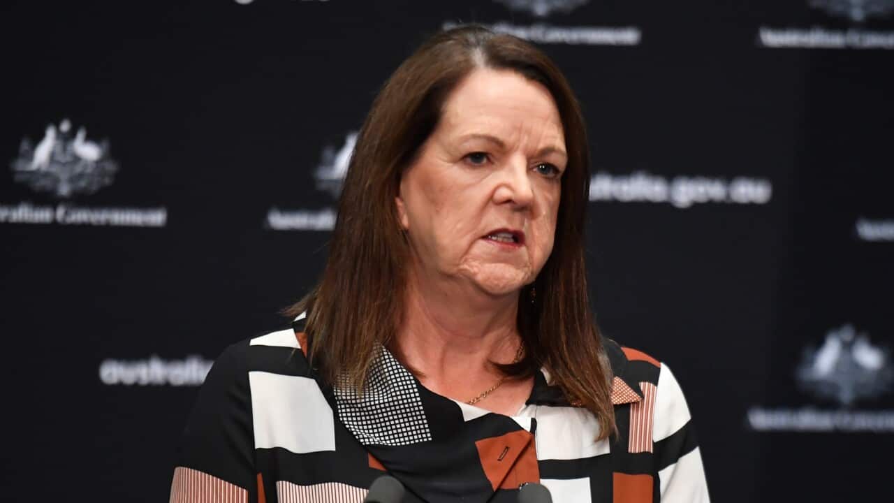 Chief Nursing and Midwifery Officer Alison McMillan at a press conference at Parliament House in Canberra, Thursday, May 28, 2020. (AAP Image/Mick Tsikas) NO ARCHIVING