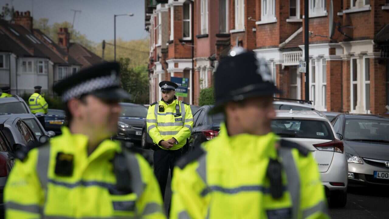 Police at the scene of a raid in Harlesden Road, London, April 29, 2017.