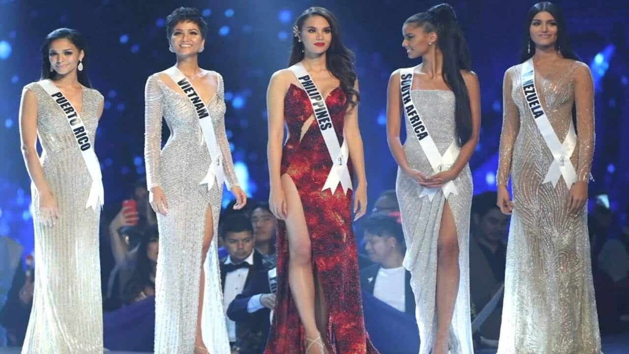 Miss Universe contestants on stage