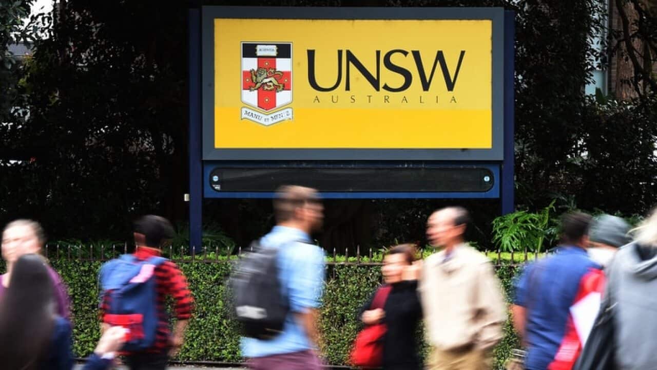 Students enter the University of New South Wales (UNSW) in Sydney.