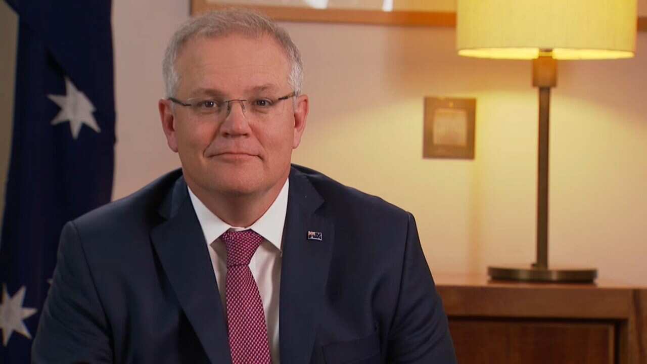 Prime Minister Scott Morrison speaking to SBS