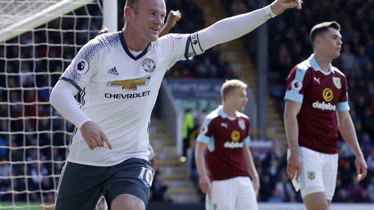 Manchester United's Wayne Rooney celebrates after scoring