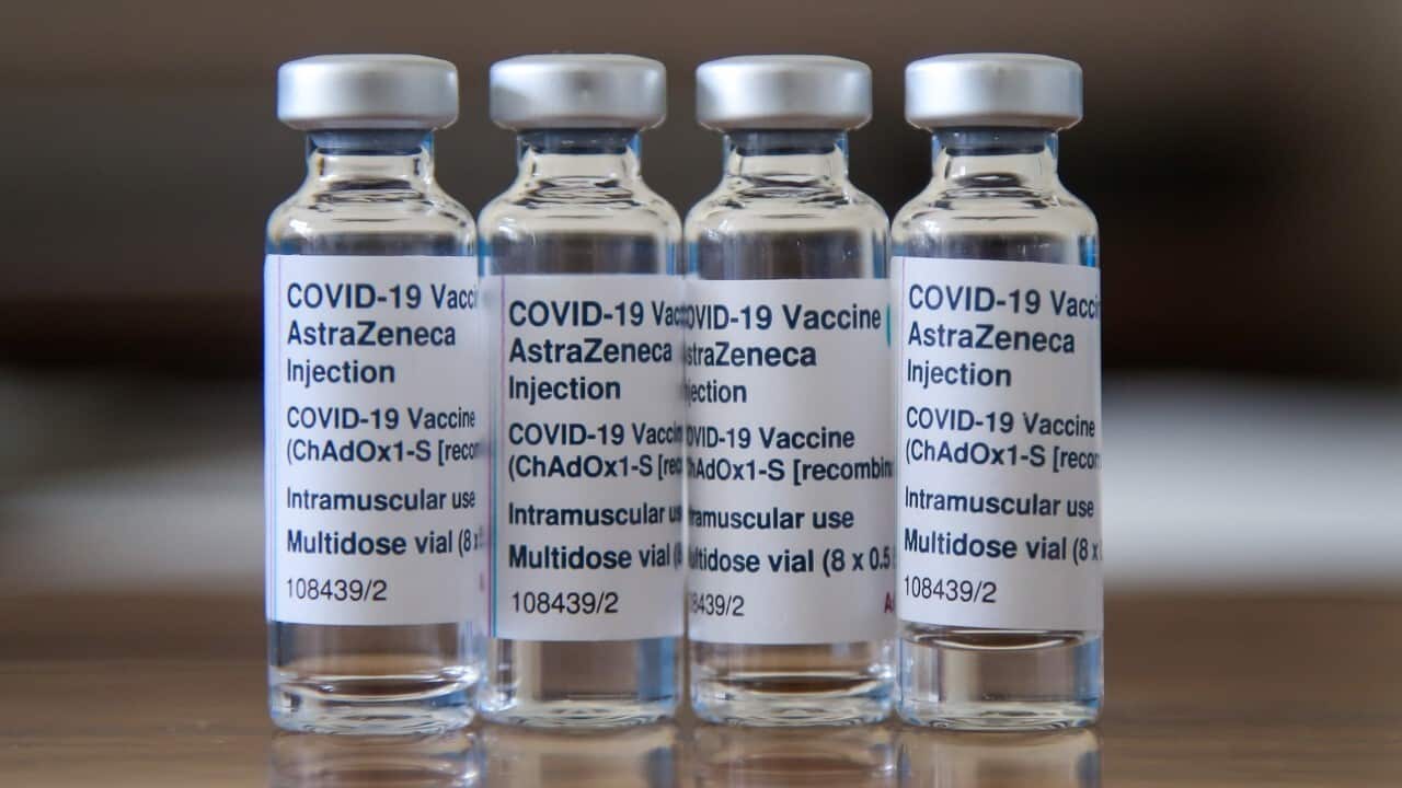 Vials containing AstraZeneca Covid-19 vaccine (AAP)
