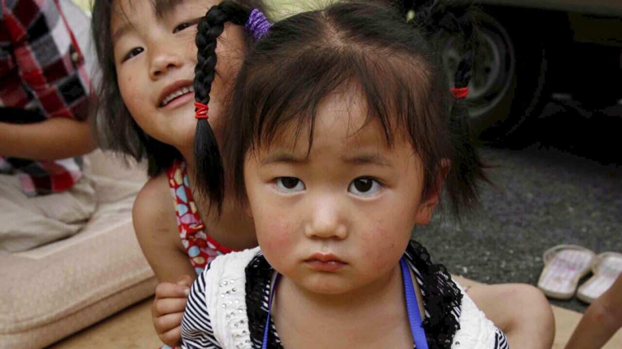 Orphan children in Mianyang, Sichuan southwest China